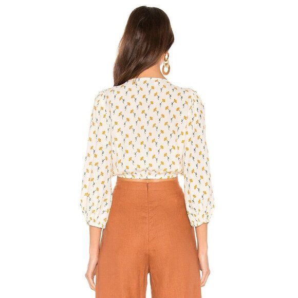 Faithfull The Brand Tie Waist‎ La Guardia Crop Top Marje Orange Floral Womens 4 - Picture 2 of 16